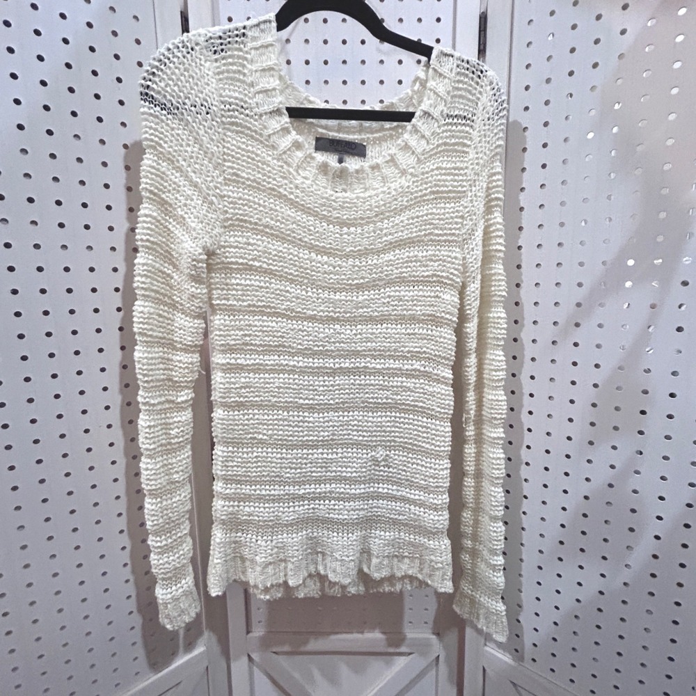 Buffalo David‎ Bitton Cream Textured Knit Long Sleeve Sweater M M